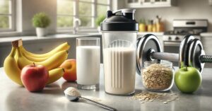 Proteinpulver og håndvægt
